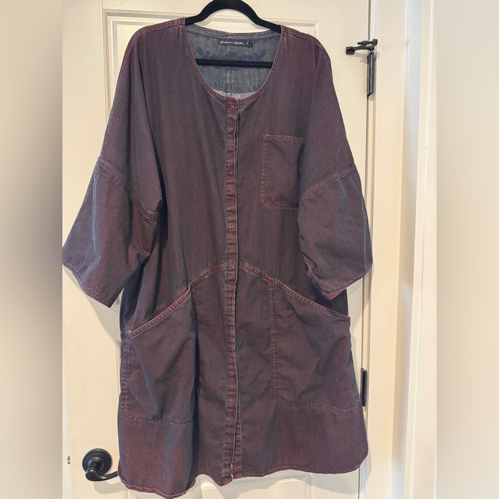 Gudrun Sjoden blue-Burgundy Button-Up Dress